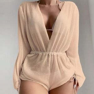 Hollow out drawstring cover up L